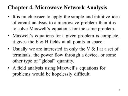 Chapter 4. Microwave Network Analysis