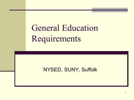 General Education Requirements