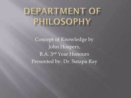 DEPARTMENT OF PHILOSOPHY