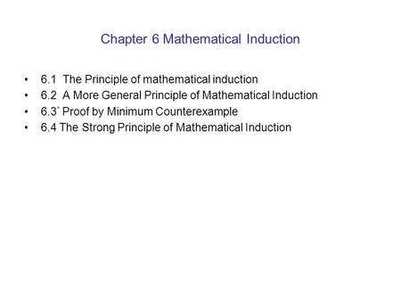 Chapter 6 Mathematical Induction