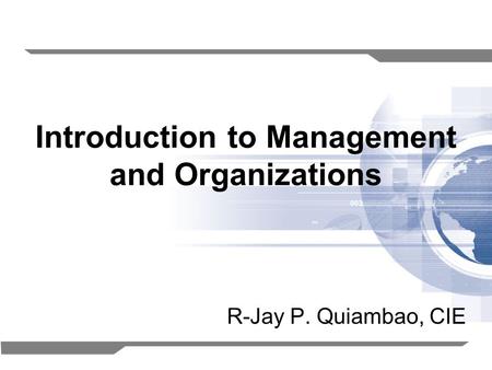 Introduction to Management and Organizations