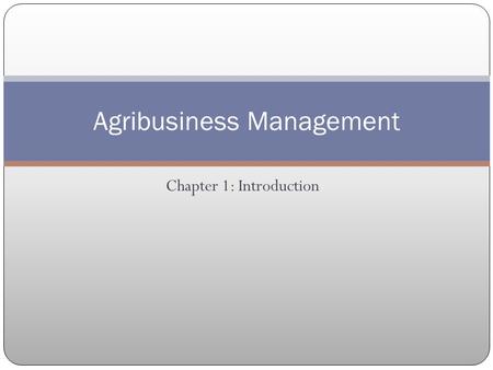 Agribusiness Management