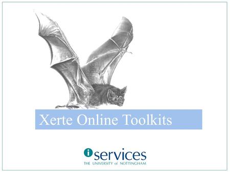 Xerte Online Toolkits. Xerte Online Toolkits – internals and externals Pat Lockley IS Learning Team 17/4/2009.