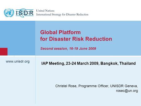 Christel Rose, Programme Officer, UNISDR Geneva,