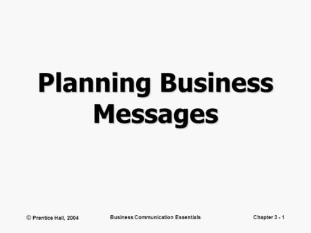 Planning Business Messages