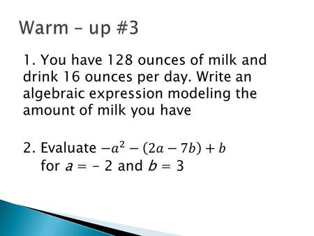 Algebra II  To solve equations  To solve problems by writing equations.