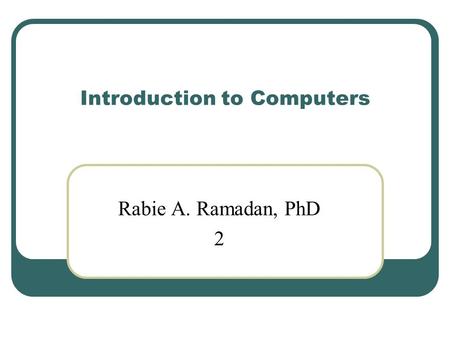 Introduction to Computers