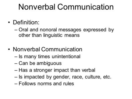 Nonverbal Communication