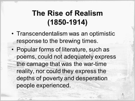 Transcendentalism was an optimistic response to the brewing times.