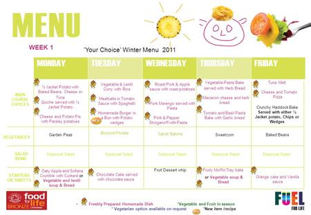 ’Your Choice’ Winter Menu 2011