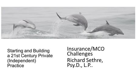 Starting and Building a 21st Century Private (Independent) Practice Insurance/MCO Challenges Richard Sethre, Psy.D., L.P..