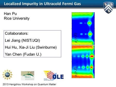 Han Pu Rice University Collaborators: Lei Jiang (NIST/JQI) Hui Hu, Xia-Ji Liu (Swinburne) Yan Chen (Fudan U.) 2013 Hangzhou Workshop on Quantum Matter.