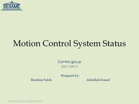 Motion Control System Status