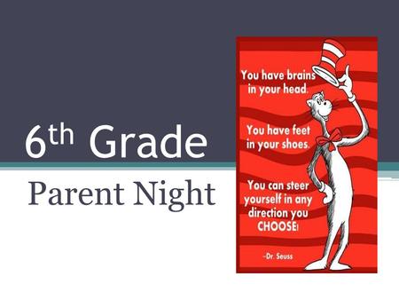 6 th Grade Parent Night. 6 th Grade Team Mrs. Comer – Reading Mr. Sturdivant – English Mrs. Schaffer – History Mrs. Vonderheide – Math Mrs. Blackwood.