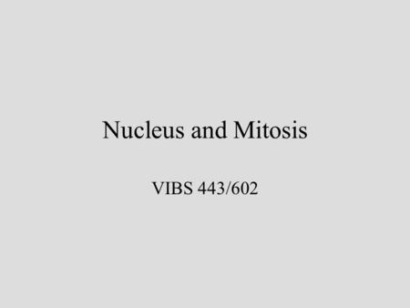 Nucleus and Mitosis VIBS 443/602.