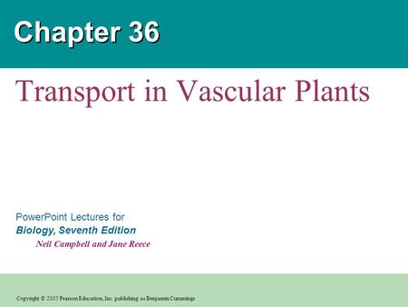 Copyright © 2005 Pearson Education, Inc. publishing as Benjamin Cummings PowerPoint Lectures for Biology, Seventh Edition Neil Campbell and Jane Reece.