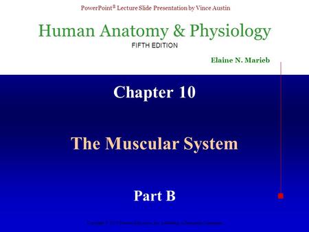 Human Anatomy & Physiology FIFTH EDITION Elaine N. Marieb PowerPoint ® Lecture Slide Presentation by Vince Austin Copyright © 2003 Pearson Education, Inc.