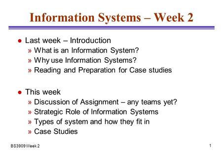 Information Systems – Week 2