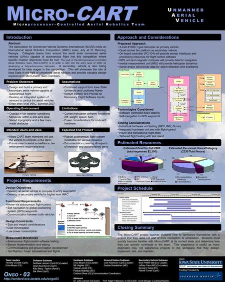 The Micro-CART project teaches students how to familiarize themselves with a project that they were not part of from conception to completion. Students.