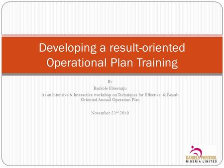 Developing a result-oriented Operational Plan Training