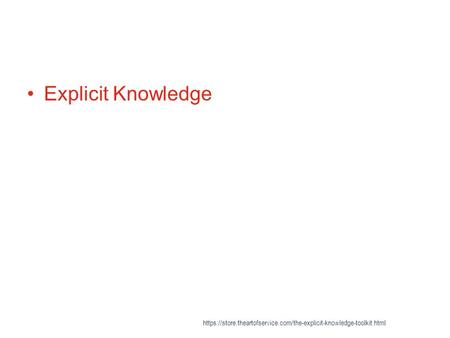 Explicit Knowledge https://store.theartofservice.com/the-explicit-knowledge-toolkit.html.