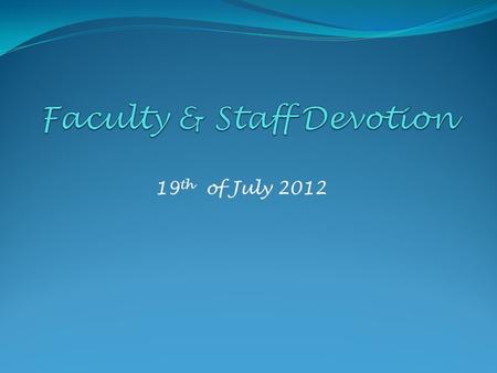 Faculty & Staff Devotion