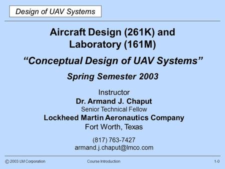 Aircraft Design (261K) and Laboratory (161M)