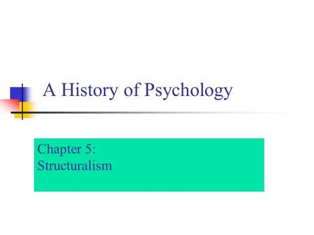 A History of Psychology