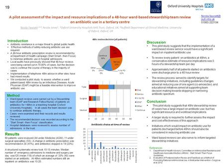 A pilot assessment of the impact and resource implications of a 48-hour ward-based stewardship team review on antibiotic use in a tertiary centre Nicola.