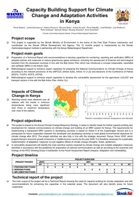 Capacity Building Support for Climate Change and Adaptation Activities in Kenya Pavel Stastny 1, Janka Szemesova 1, Helena Princova 1, Bernard Siska 1,