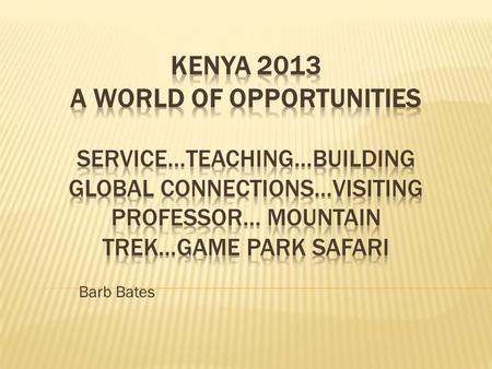 Barb Bates. Technology Partnership Developing digital literacy & Connecting schools globally In Kenya!