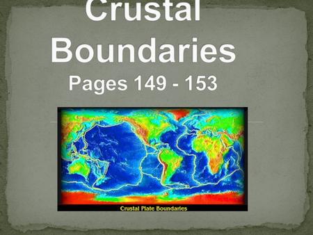 We know the Earth is broken into 8 major lithospheric plates …. We know these plates move …. We know there are boundaries between the plates …. Now, let’s.