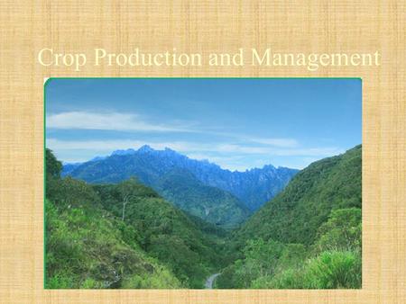 Crop Production and Management What is crop? When plants of the same kind are grown and cultivated at one place on a large scale, it is called a crop.