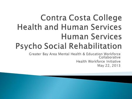 Greater Bay Area Mental Health & Education Workforce Collaborative Health Workforce Initiative May 22, 2013.