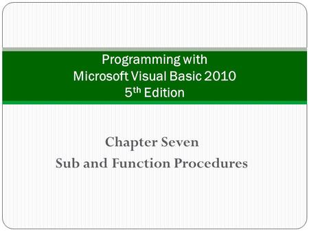 Programming with Microsoft Visual Basic th Edition