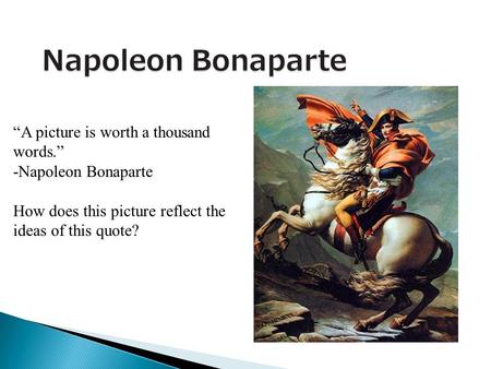 “A picture is worth a thousand words.” -Napoleon Bonaparte How does this picture reflect the ideas of this quote?