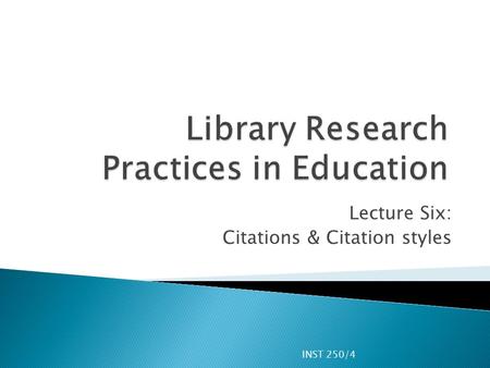 Library Research Practices in Education