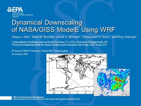 Office of Research and Development National Exposure Research Laboratory, Atmospheric Modeling and Analysis Division Photo image area measures 2” H x 6.93”