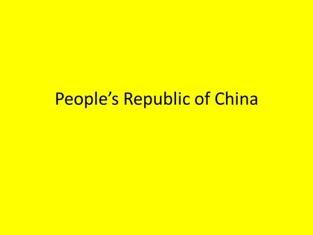 People’s Republic of China