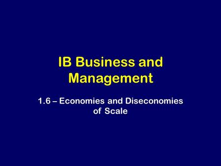 IB Business and Management