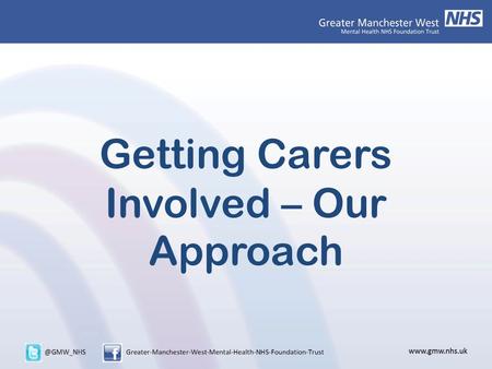 Getting Carers Involved – Our Approach. Who Am I? Who Are We?