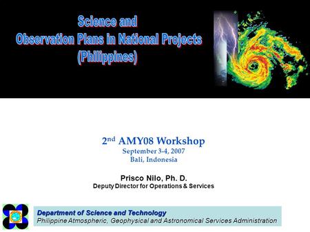 Science and Observation Plans in National Projects (Philippines)