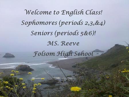 Mrs. Melinda Malaspino Welcome to English Class! Sophomores (periods 2,3,&4) Seniors (periods 5&6)! MS. Reeve Folsom High School.