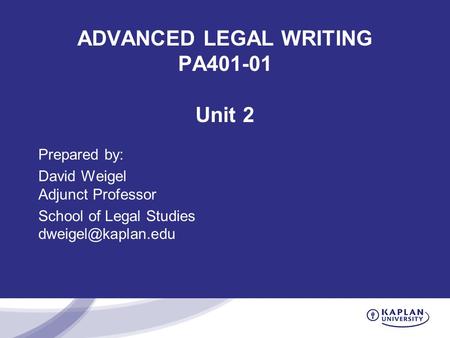 ADVANCED LEGAL WRITING PA Unit 2