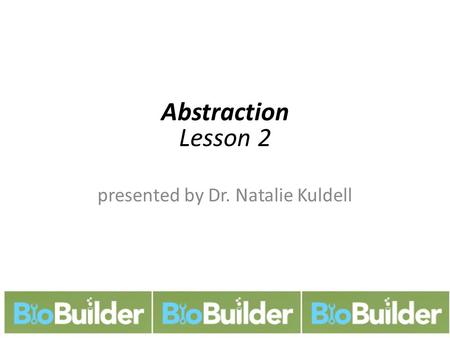 Abstraction Lesson 2 presented by Dr. Natalie Kuldell.