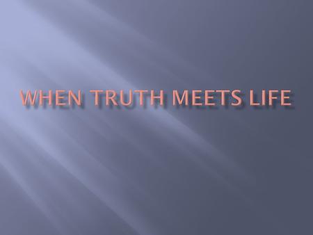 What is the Gospel?  The Gospel is the story of a God who comes down and lives out His perfection in humanity.  The goal of the Gospel is transforming.