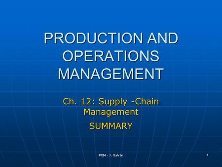 PRODUCTION AND OPERATIONS MANAGEMENT