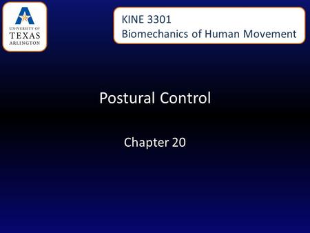 Postural Control Chapter 20 KINE 3301 Biomechanics of Human Movement.