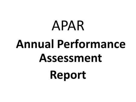 Annual Performance Assessment