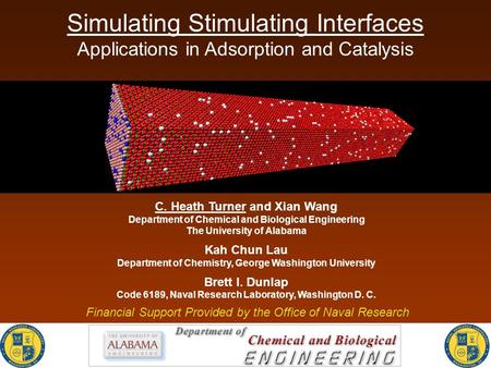 Simulating Stimulating Interfaces Applications in Adsorption and Catalysis C. Heath Turner and Xian Wang Department of Chemical and Biological Engineering.